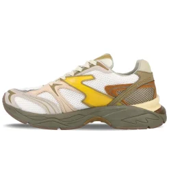 Femme Etonic Baskets-- Baskets Kendari Leaf - Blanc & Moutarde