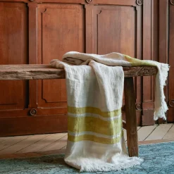631 LIBECO Plaids & Couvertures-Fouta Belge en lin - Rayures Moutarde