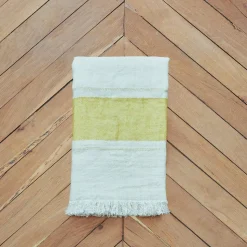 631 LIBECO Plaids & Couvertures-Fouta Belge en lin - Rayures Moutarde