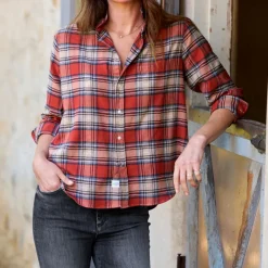 Femme FRANK ET EILEEN Chemises-Frank & Eileen - Chemise Eileen - Carreaux Rouge délavé