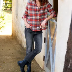 Femme FRANK ET EILEEN Chemises-Frank & Eileen - Chemise Eileen - Carreaux Rouge délavé