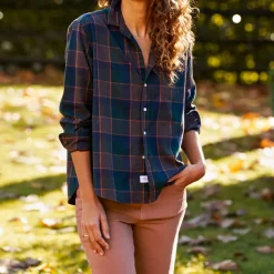 Femme FRANK ET EILEEN Chemises-Frank & Eileen - Chemise Eileen - Carreaux Marron et vert