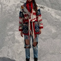 Femme Frantic Mailles-- Cardigan California - Rouge