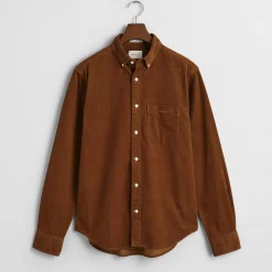 Homme GANT Chemises-- Chemise Velours - Cacao
