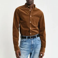 Homme GANT Chemises-- Chemise Velours - Cacao
