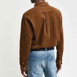 Homme GANT Chemises-- Chemise Velours - Cacao