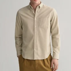 Homme GANT Chemises-- Chemise Velours - Putty