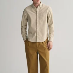 Homme GANT Chemises-- Chemise Velours - Putty