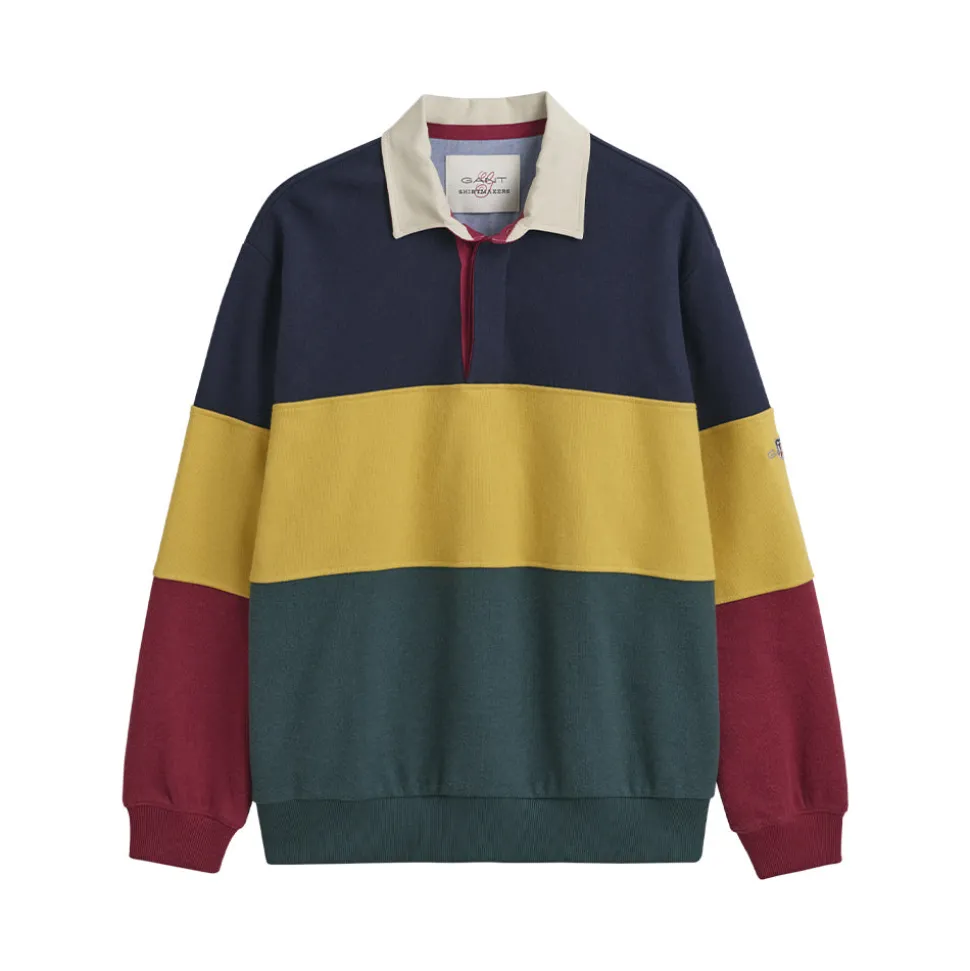 Homme GANT Polos-- Polo Color Block Rugger - Evening Blue
