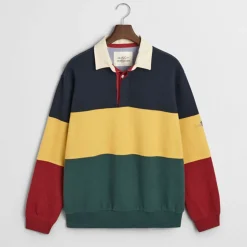 Homme GANT Polos-- Polo Color Block Rugger - Evening Blue