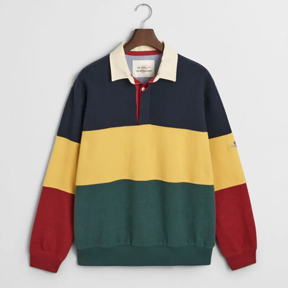 Homme GANT Polos-- Polo Color Block Rugger - Evening Blue