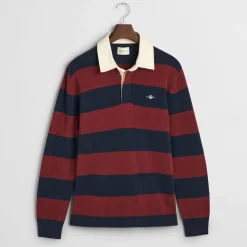 Homme GANT Polos-- Polo Extrafine Rayé Rugger - Marine