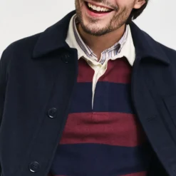 Homme GANT Polos-- Polo Extrafine Rayé Rugger - Marine