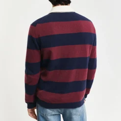 Homme GANT Polos-- Polo Extrafine Rayé Rugger - Marine