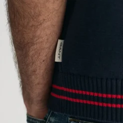 Homme GANT Mailles-- Pull Col V - Evening Blue