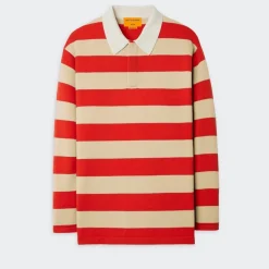 Femme GUEST IN RESIDENCE L'esprit Merci|Mailles-- Pull Stripe Rugby - Dune & Rouge