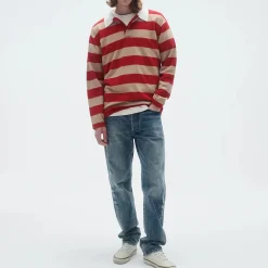 Femme GUEST IN RESIDENCE L'esprit Merci|Mailles-- Pull Stripe Rugby - Dune & Rouge