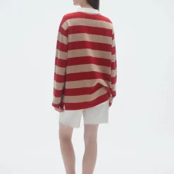 Femme GUEST IN RESIDENCE L'esprit Merci|Mailles-- Pull Stripe Rugby - Dune & Rouge