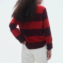Femme GUEST IN RESIDENCE L'esprit Merci|Mailles-- Pull Stripe Crew - Rouge & Prune