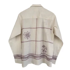 Homme Harago Chemises-- Chemise brodé Floral - Blanc & Rouge