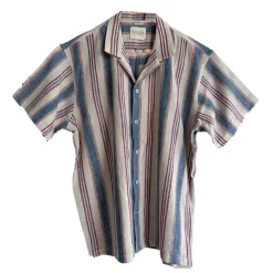 Homme Harago Chemises-- Chemise Ticking Rayures - Blanc