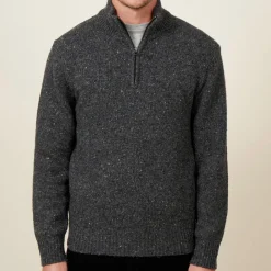 Homme HARTFORD Mailles-- Pull Trucker - Charbon