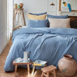 2100 GAZEX Housses De Couette-Housse de couette en gaze de coton - Bleu Zinc