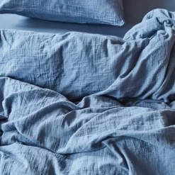 2100 GAZEX Housses De Couette-Housse de couette en gaze de coton - Bleu Zinc