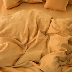 200 LINTEX Housses De Couette-Housse de couette en lin lavé - Jaune Asahi