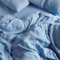 200 LINTEX Housses De Couette-Housse de couette en lin lavé - Bleu Tyrrhénien