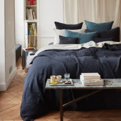 200 LINTEX Housses De Couette-Housse de couette en lin lavé - Bleu Encre