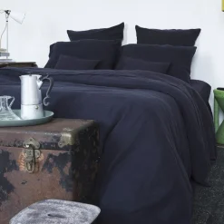 200 LINTEX Housses De Couette-Housse de couette en lin lavé - Bleu Encre