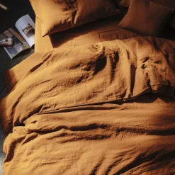 200 LINTEX Accessoirisez Votre Intérieur|Housses De Couette-Housse de couette en lin lavé - Brique de Sienne