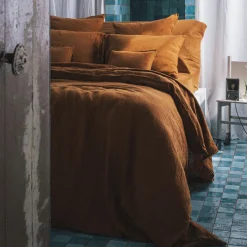 200 LINTEX Accessoirisez Votre Intérieur|Housses De Couette-Housse de couette en lin lavé - Brique de Sienne