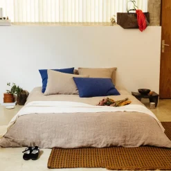 200 LINTEX L'esprit Merci|Édition Limitée-Housse de couette en lin lavé - Carreaux Brun Cha Iro