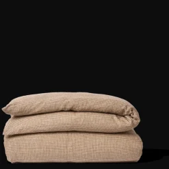 200 LINTEX L'esprit Merci|Édition Limitée-Housse de couette en lin lavé - Carreaux Brun Cha Iro