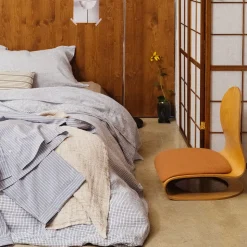 200 LINTEX L'esprit Merci|Édition Limitée-Housse de couette en lin lavé - Carreaux Bleu Shibori