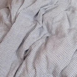 200 LINTEX L'esprit Merci|Édition Limitée-Housse de couette en lin lavé - Carreaux Bleu Shibori