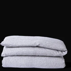 200 LINTEX L'esprit Merci|Édition Limitée-Housse de couette en lin lavé - Carreaux Bleu Shibori