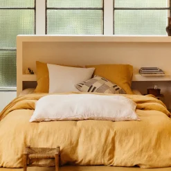 200 LINTEX L'esprit Merci|Édition Limitée-Housse de couette en lin lavé - Carreaux Jaune Asahi