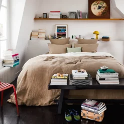 200 LINTEX Accessoirisez Votre Intérieur|Maison De Campagne-Housse de couette en lin lavé - Brun Cha Iro