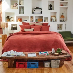 200 LINTEX Accessoirisez Votre Intérieur|Housses De Couette-Housse de couette en lin lavé - Rouge Urushi