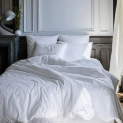 1700 COTEX Housses De Couette-Housse de couette en percale de coton - Blanc Craie