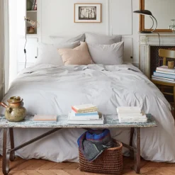 1700 COTEX Housses De Couette-Housse de couette en percale de coton - Gris Pavot