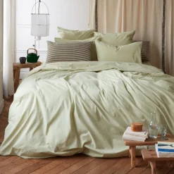 1700 COTEX Housses De Couette-Housse de couette en percale de coton - Vert Sauge
