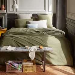 1700 COTEX Housses De Couette-Housse de couette en percale de coton - Vert Camouflage