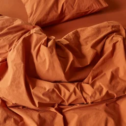 1700 COTEX Housses De Couette-Housse de couette en percale de coton - Rouge Ocre