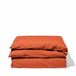 1700 COTEX Housses De Couette-Housse de couette en percale de coton - Rouge Ocre