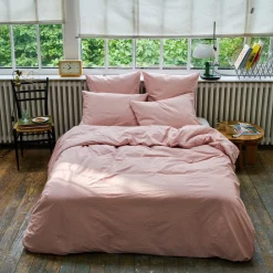 1700 COTEX Maison De Campagne|Housses De Couette-Housse de couette en percale de coton - Rayures Rouge Ocre