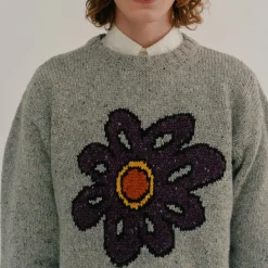 Homme HOWLIN L'esprit Merci|Mailles-' - Pull Big Flower Lover - Silver